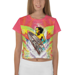 Striking Surfing 5-29 All-Over Print Crop Tee for standout surf style