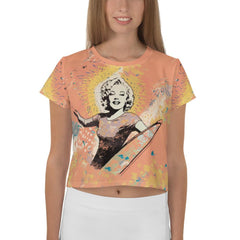 Stylish Surfing 5-01 All-Over Print Crop Tee for beach lovers