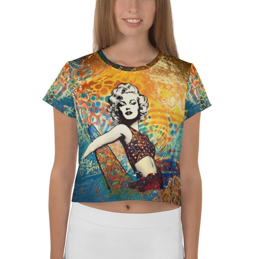 Bold Surfing 5-06 All-Over Print Crop Tee for a statement beach look