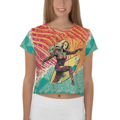 Surfing 1 01 All-Over Print Crop Tee - Beyond T-shirts