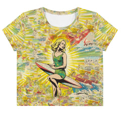 Surfing 1 25 Crop Tee with standout all-over print for a bold surf-inspired look.