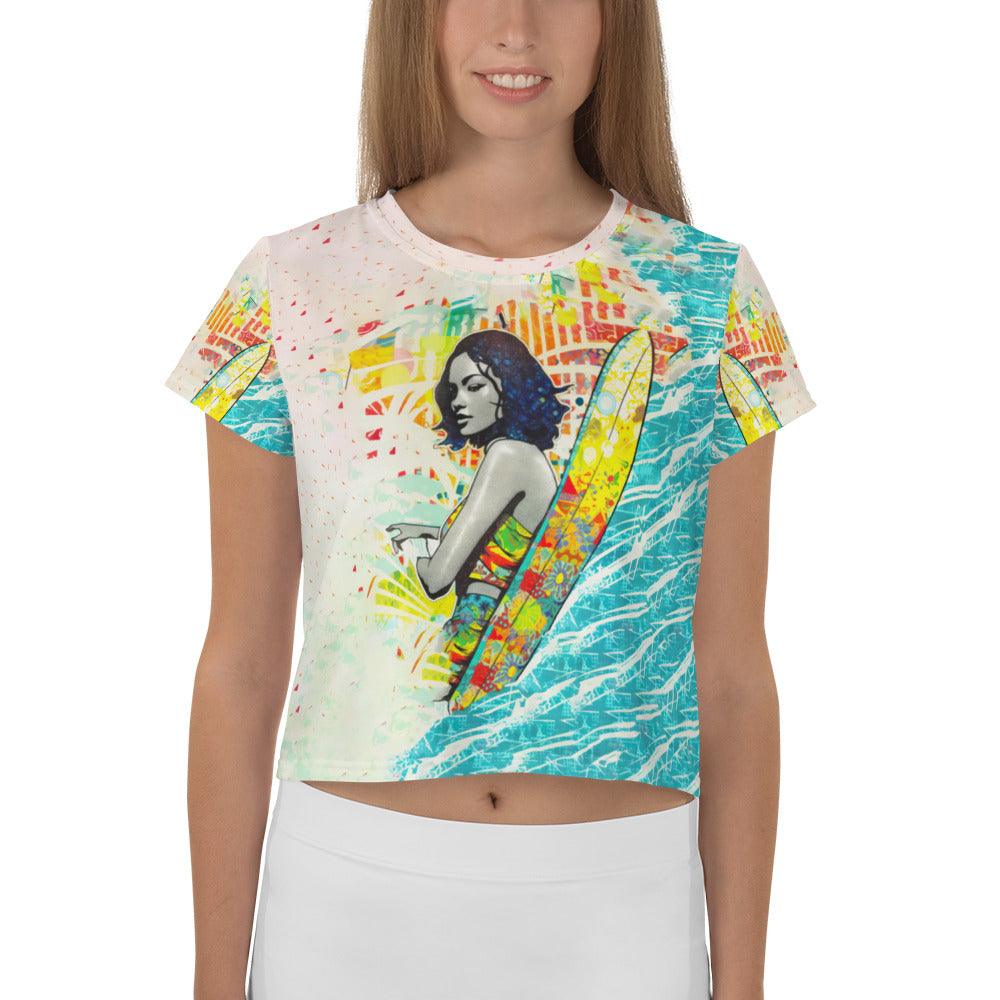 Surfing 1 48 All-Over Print Crop Tee - Beyond T-shirts