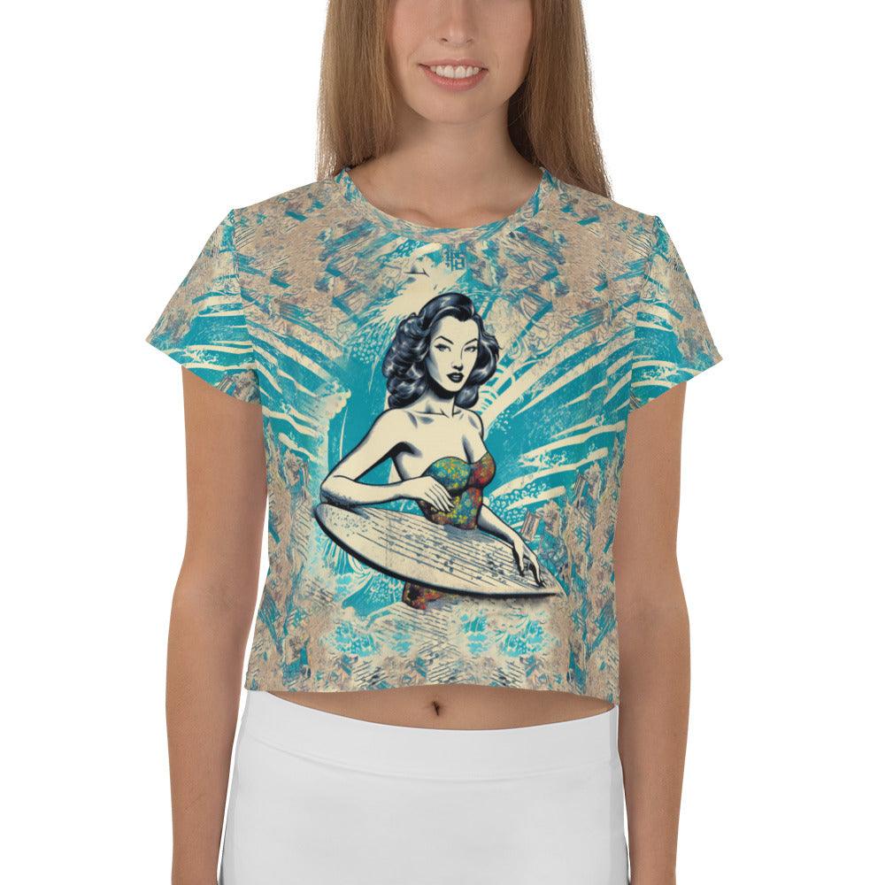 Surfing 1 44 All-Over Print Crop Tee - Beyond T-shirts