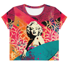 Beach Breaks All-Over Print Crop T-Shirt Conquer The Waves - Beyond T-shirts