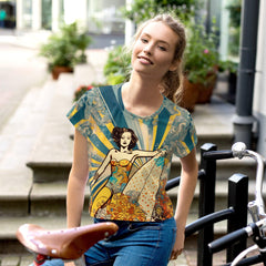 Tropical Swells All-Over Print Crop T-Shirt Surfing Paradise - Beyond T-shirts