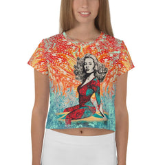 Beach Bliss All-Over Print Crop T-Shirt Surfing Daydreams - Beyond T-shirts