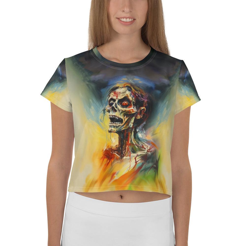 Moonlit Masquerade All-Over Crop T-Shirt - Beyond T-shirts