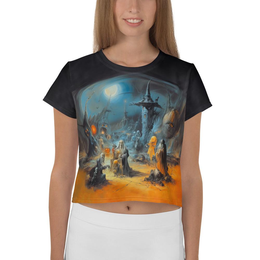 Gothic Grimoire All-Over Crop T-Shirt - Beyond T-shirts