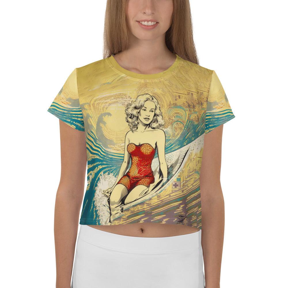 Surfing Serenity Crop T-Shirt - Beyond T-shirts