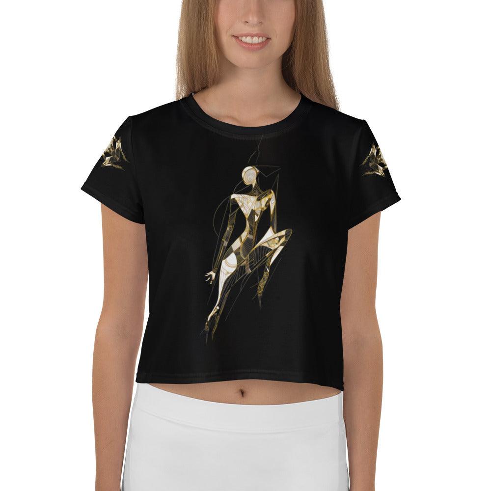 Futuristic Neon All-Over Print Women's Crop Tee - Beyond T-shirts