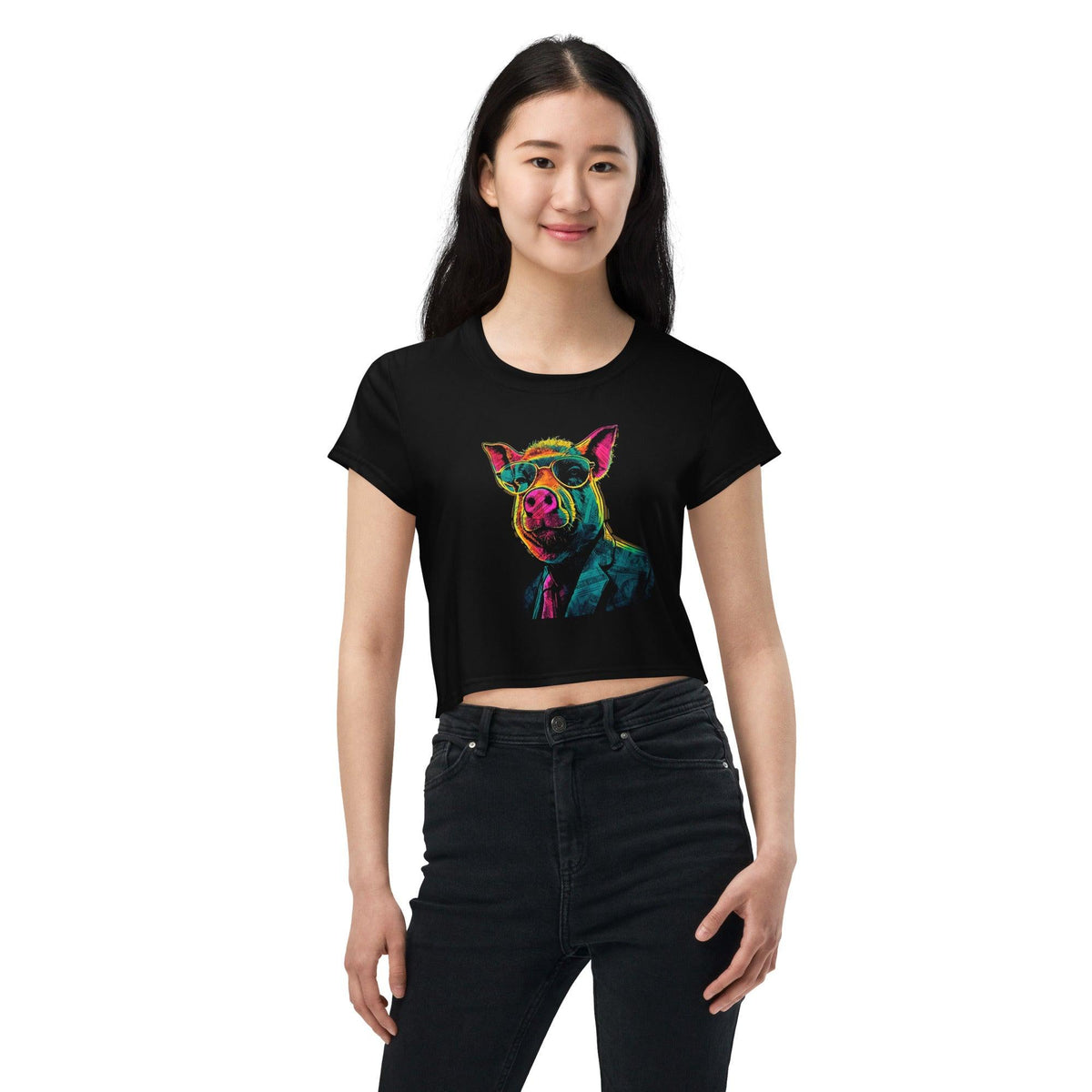 Playful Pigs All-Over Print Crop T-Shirt - Beyond T-shirts