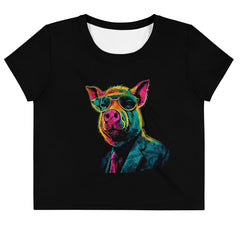 Playful Pigs All-Over Print Crop T-Shirt - Beyond T-shirts