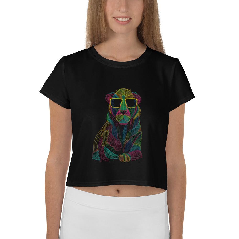 Roaring Lioness All-Over Print Crop T-Shirt - Beyond T-shirts