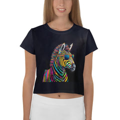 Zebra Stripes All-Over Print Crop T-Shirt" - Beyond T-shirts