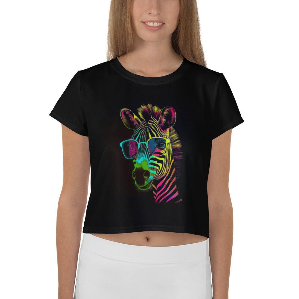 Zebra Harmony All-Over Print Crop T-Shirt - Beyond T-shirts