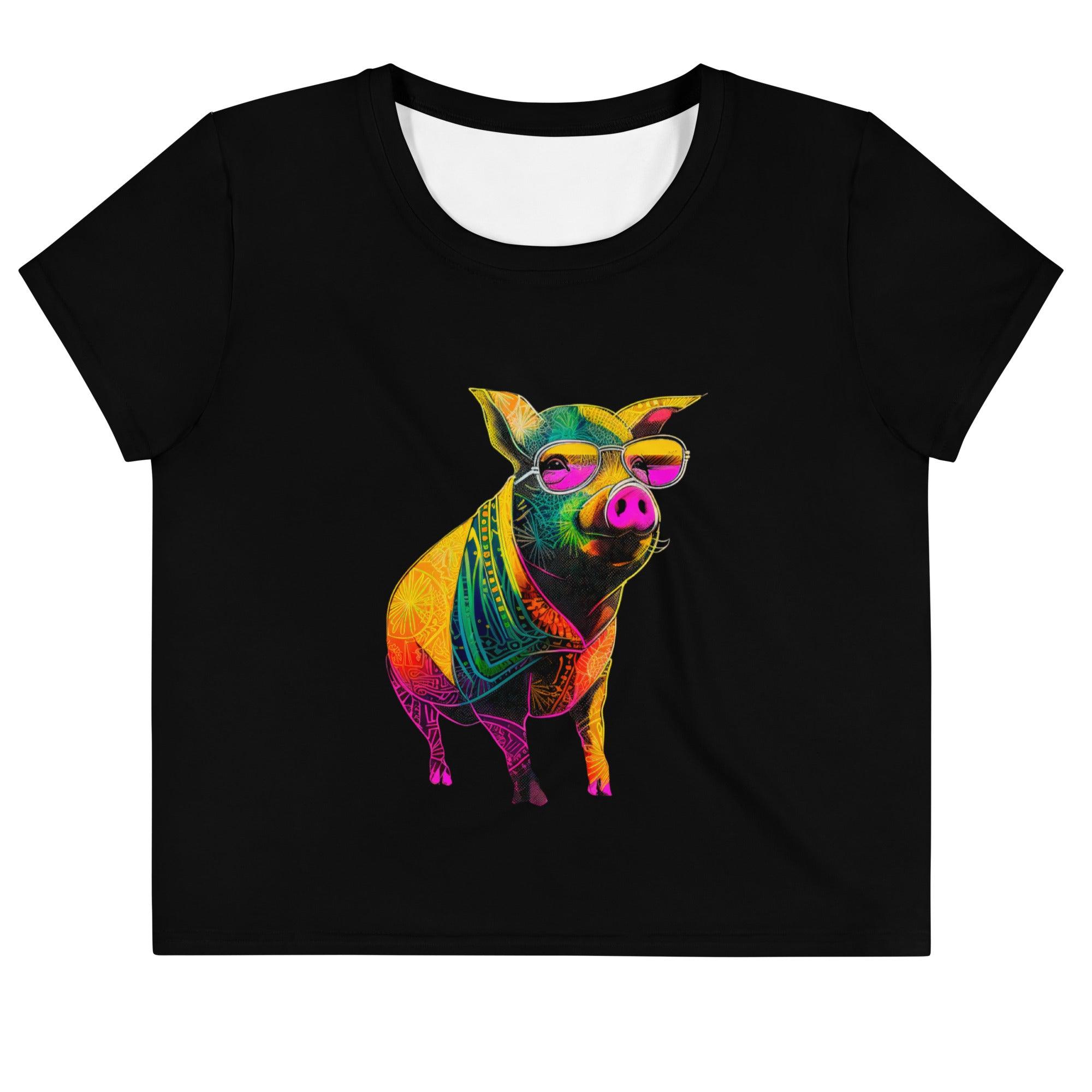 Playful Piglets All-Over Print Crop T-Shirt - Beyond T-shirts