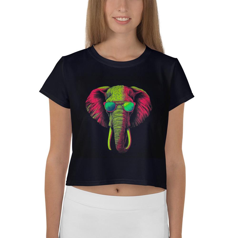 Majestic Elephant All-Over Print Crop T-Shirt - Beyond T-shirts