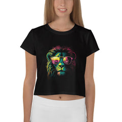 Regal Lion All-Over Print Crop T-Shirt - Beyond T-shirts