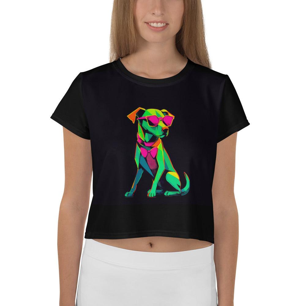 Playful Pup All-Over Print Crop T-Shirt - Beyond T-shirts