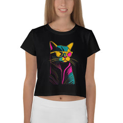 Urban Cat Vibes Crop T-Shirt Ensemble - Beyond T-shirts