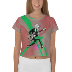 Stylish Mosaic Women's All-Over Print Crop Tee - Beyond T-shirts