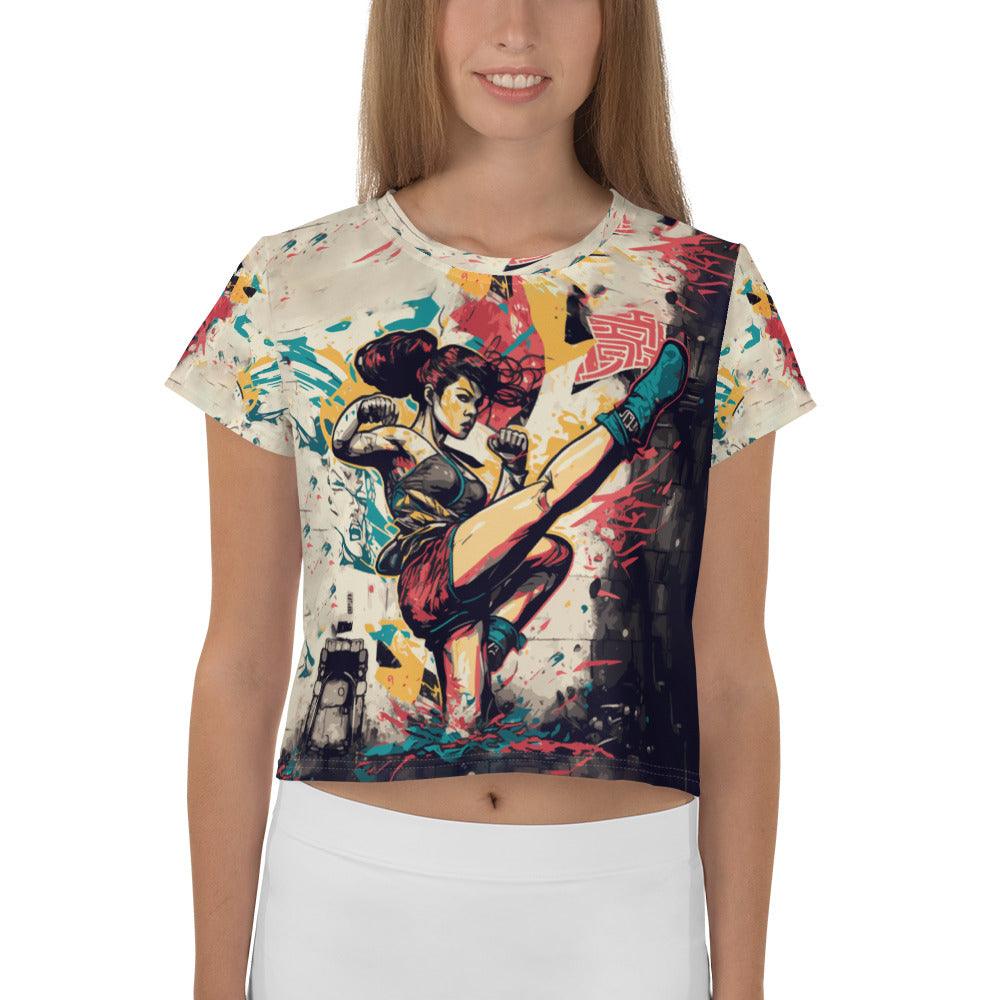 Kickboxer's Pride Crop Tee - All-Over Print - Beyond T-shirts