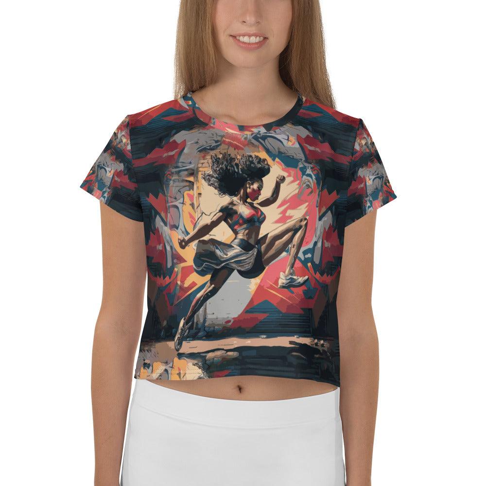 Kickboxing Warrior Crop Tee All-Over Kickprint - Beyond T-shirts