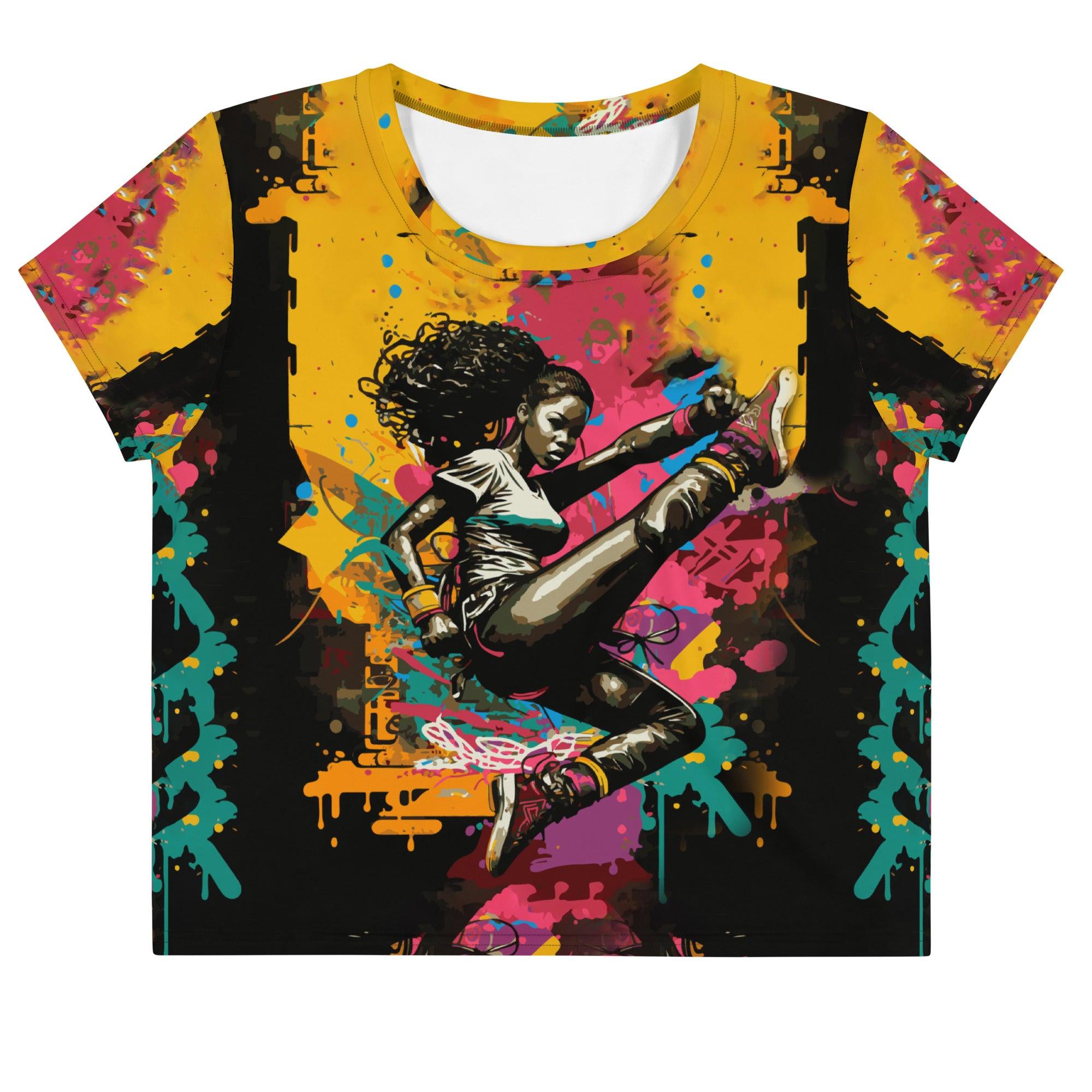 Kickboxing Artistry Crop T-Shirt Dynamic Design - Beyond T-shirts