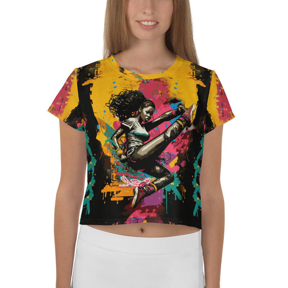 Kickboxing Artistry Crop T-Shirt Dynamic Design - Beyond T-shirts