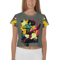 Kickboxing Elegance All-Over Print Crop Top - Beyond T-shirts