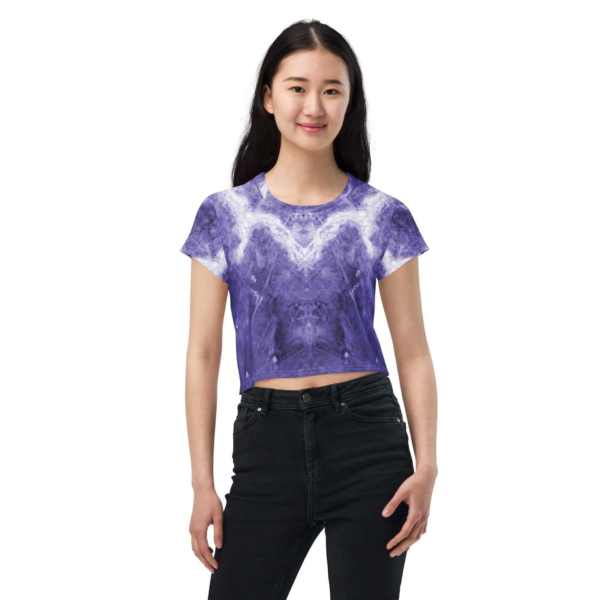 Ocean Serenity Women's Natural Pattern Crop Top - Beyond T-shirts