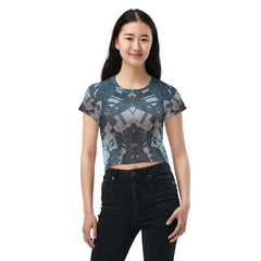 Mountain Majesty Women's Natural Pattern Crop Top - Beyond T-shirts