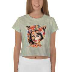 Harmonious Vibes Women's All-Over Print Crop T-Shirt - Beyond T-shirts