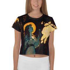 Soulful Serenade Women's All-Over Print Crop Tee - Beyond T-shirts