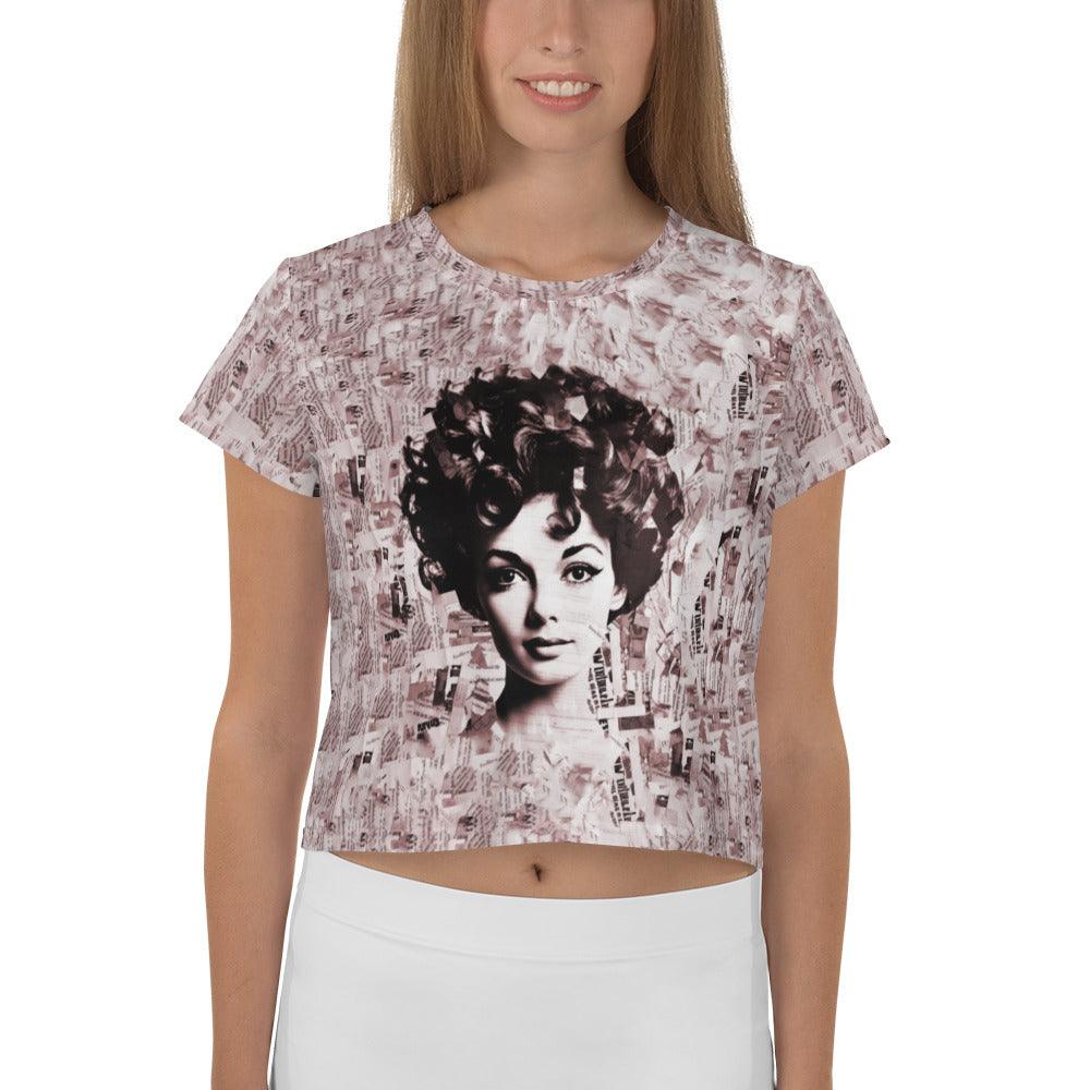 Rhythmic Whispers Women's All-Over Print Crop T-Shirt - Beyond T-shirts