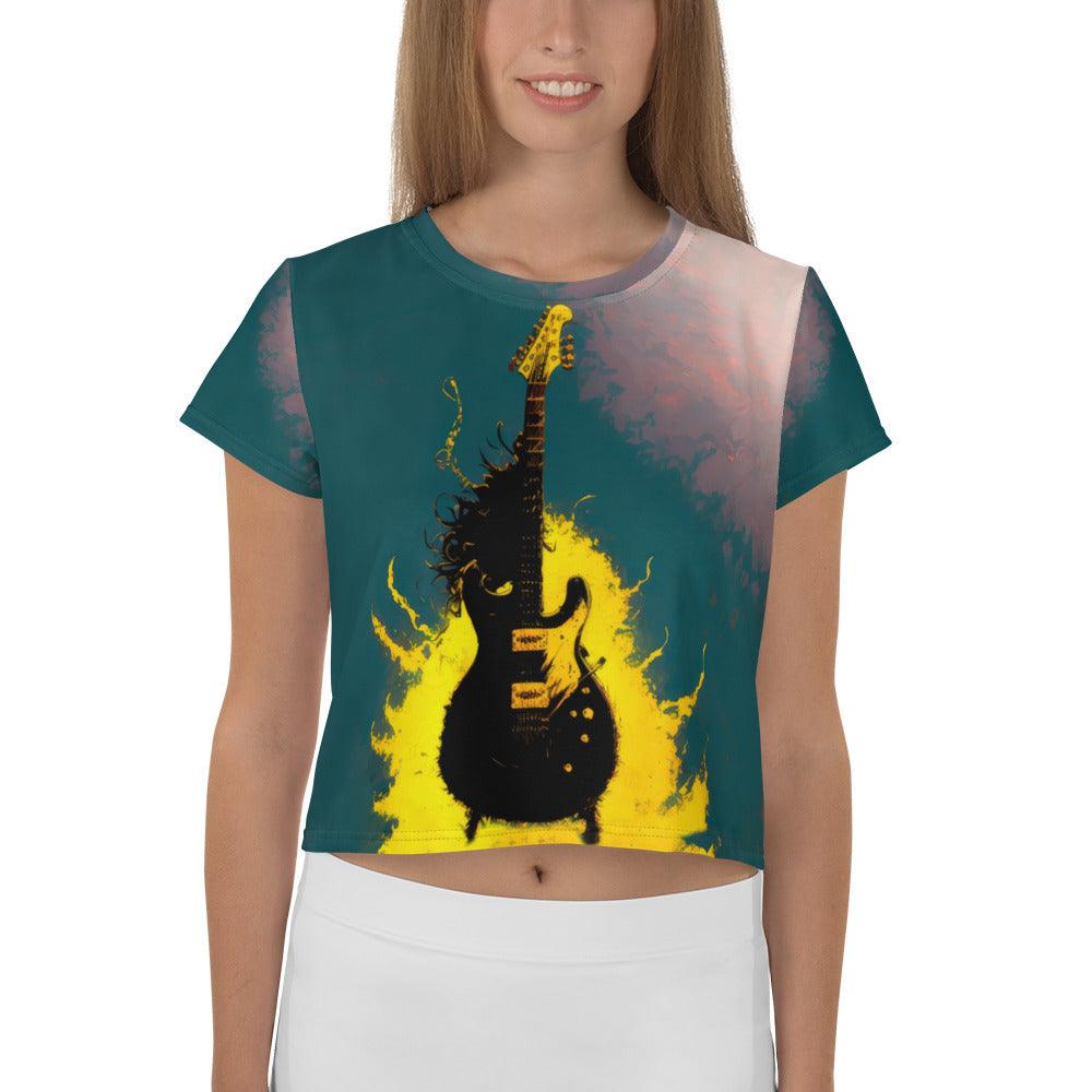 Music Vibes All-Over Print Women's Crop Tee - Beyond T-shirts