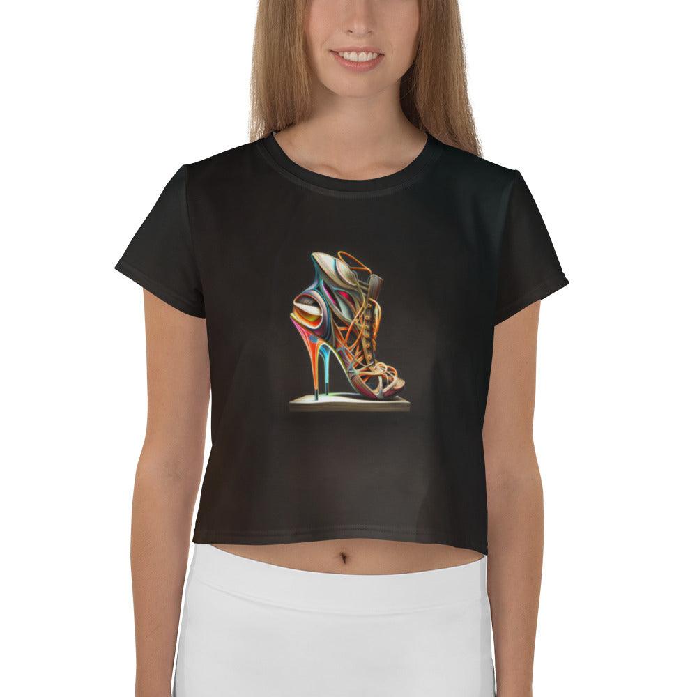 Techno-Flair Futuristic Shoes Crop Top for Women - Beyond T-shirts