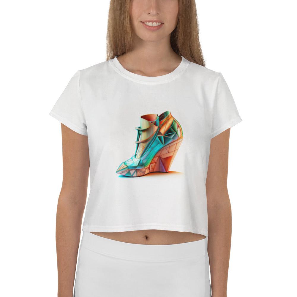 Ethereal Footsteps Futuristic Shoes Crop Tee for Her - Beyond T-shirts