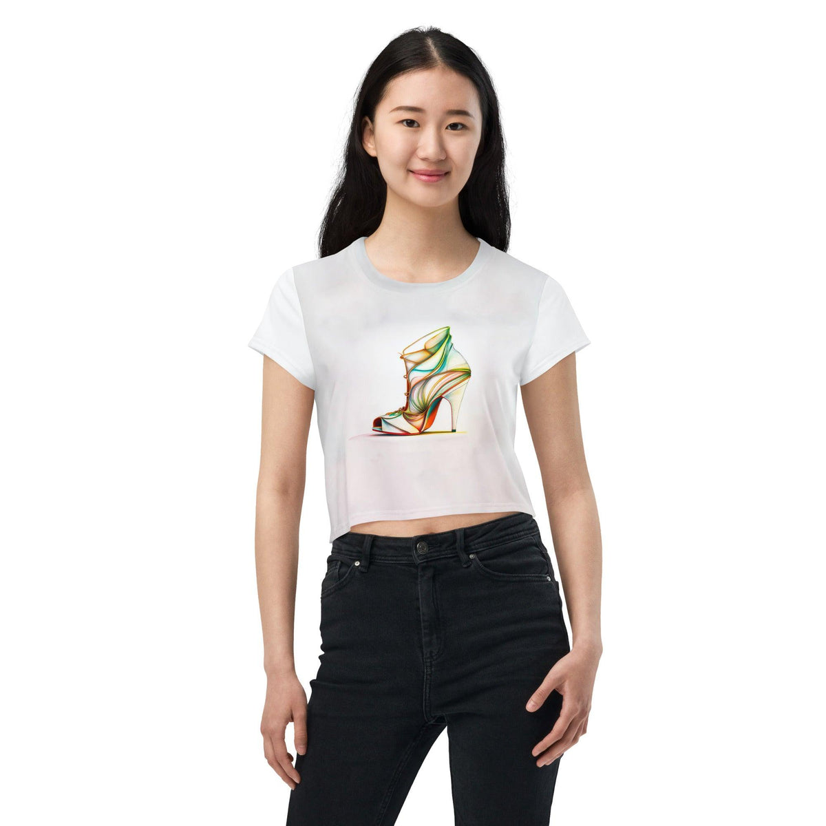 Abstract Futuristic Shoes Crop Top