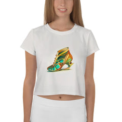 Cosmic Elegance Futuristic Shoes Crop Top for Her - Beyond T-shirts