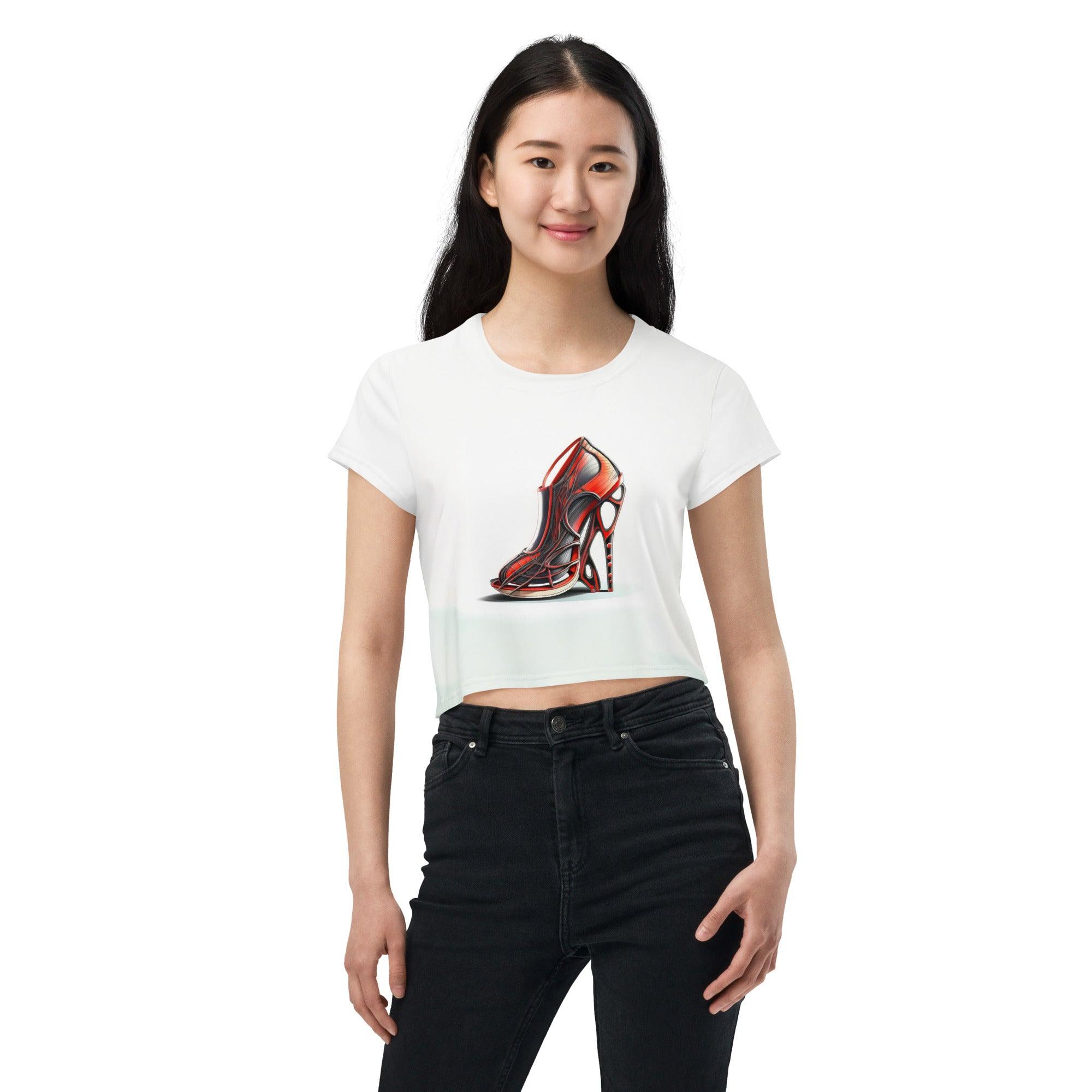 Transcendent Futuristic Shoes Women's Crop Tee - Beyond T-shirts