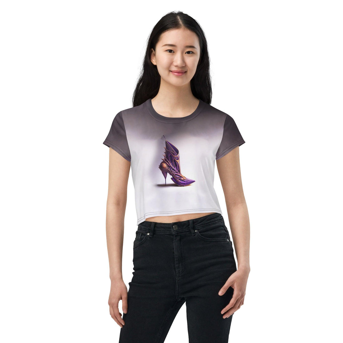 Vivid Futuristic Shoes Crop Top for Women - Beyond T-shirts