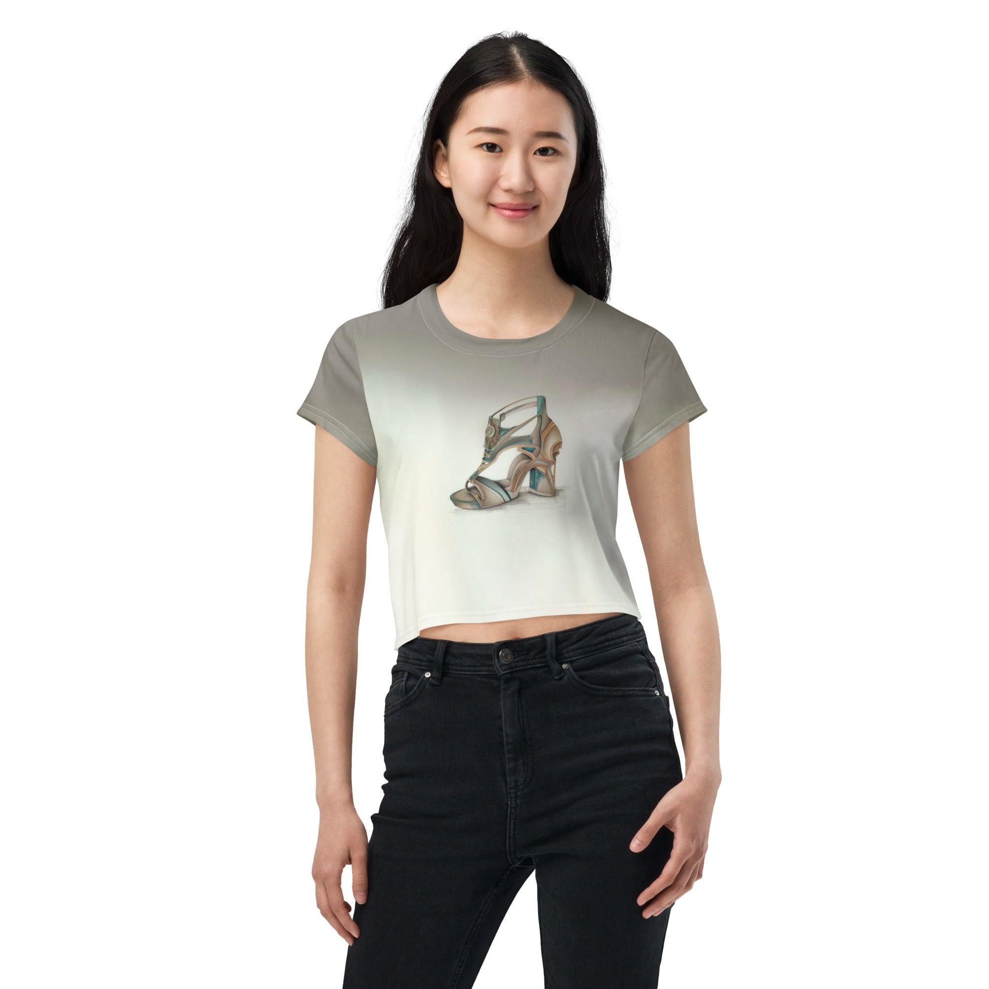 Vivid Futuristic Shoes Women's Crop Tee - Beyond T-shirts