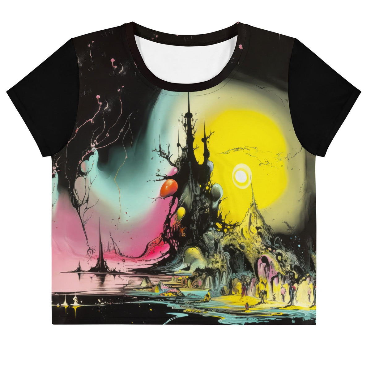 Black Cat Magic All-Over Print Crop T-Shirt - Beyond T-shirts