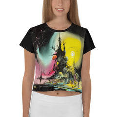 Black Cat Magic All-Over Print Crop T-Shirt - Beyond T-shirts