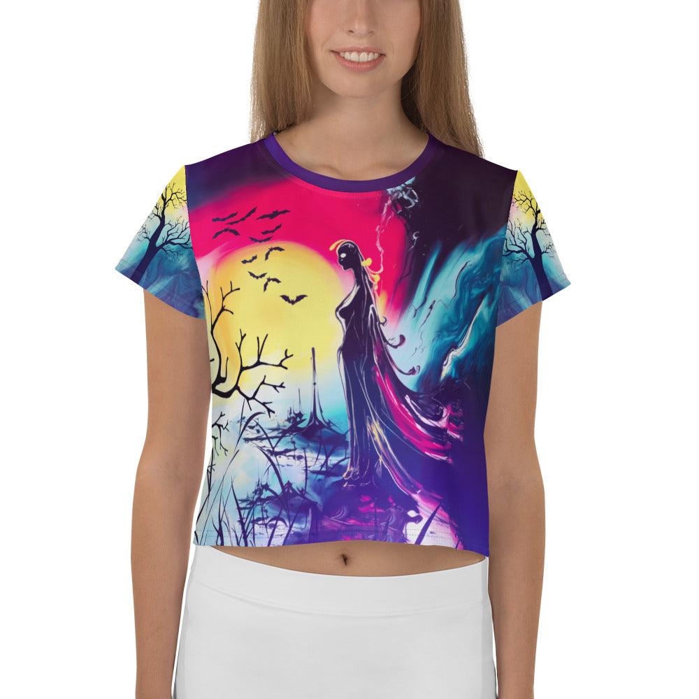 Ghostly Whispers All-Over Print Crop Tee - Beyond T-shirts