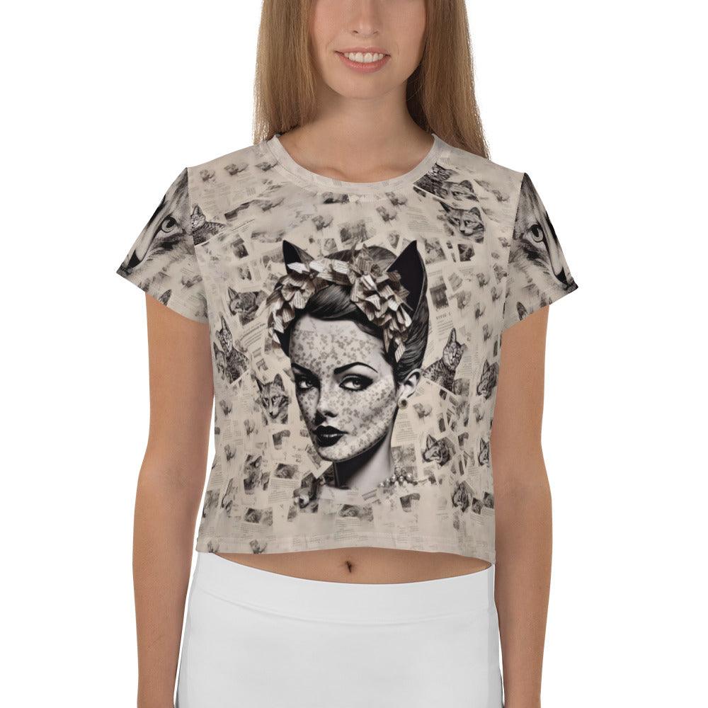 Abstract Music Fusion All-Over Print Crop T-Shirts - Beyond T-shirts