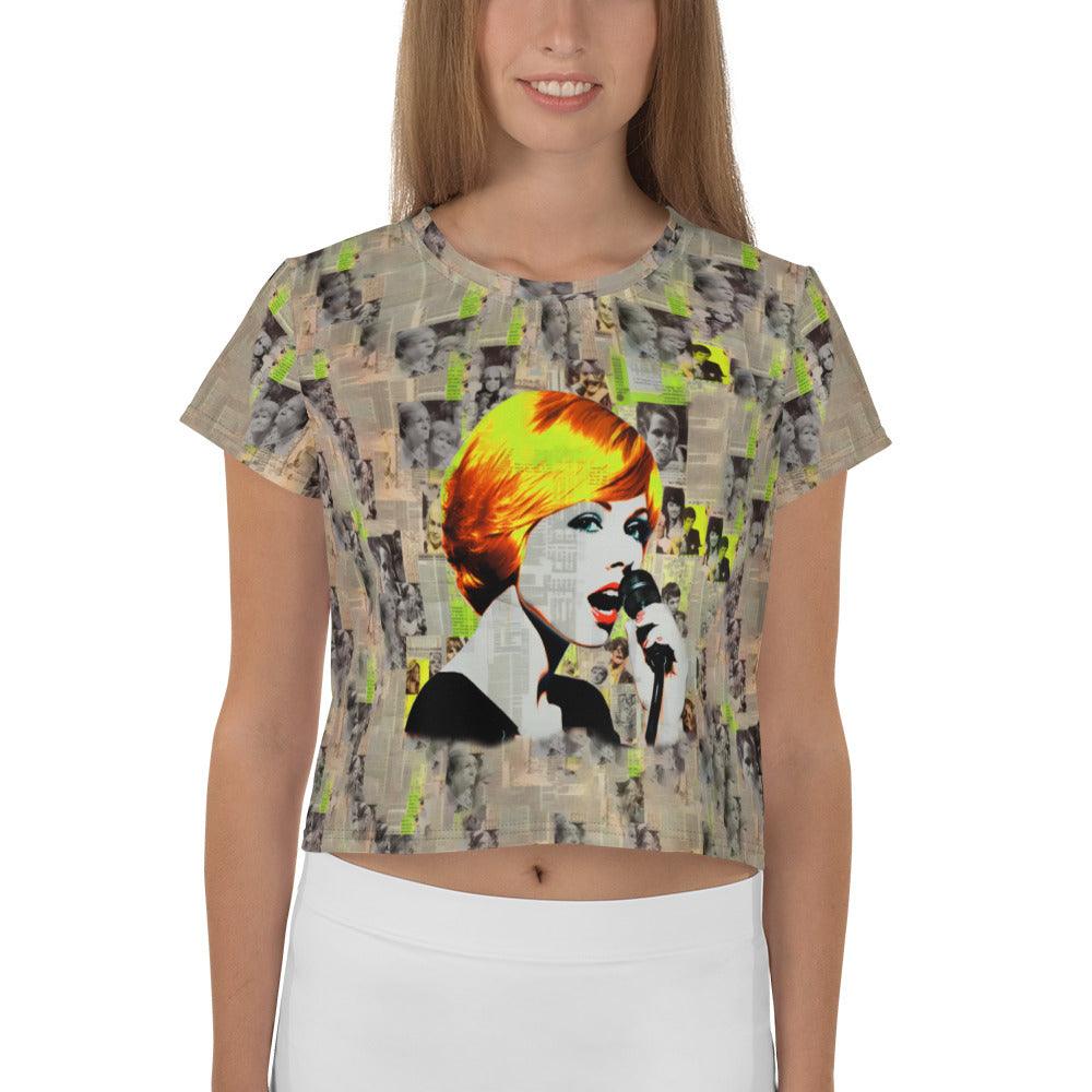 Vintage Vinyl Grooves All-Over Print Crop T-Shirts - Beyond T-shirts