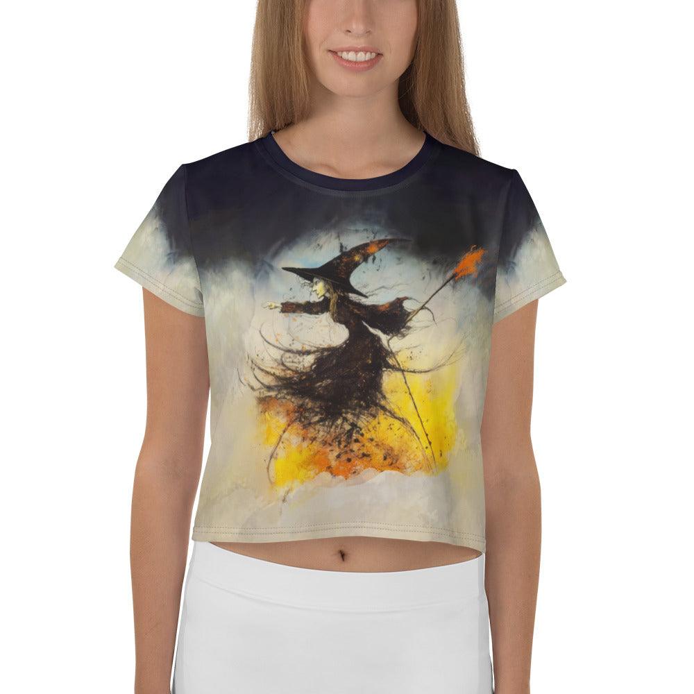 Vintage Halloween Vibes Women's All-Over Print Crop T-Shirt - Beyond T-shirts