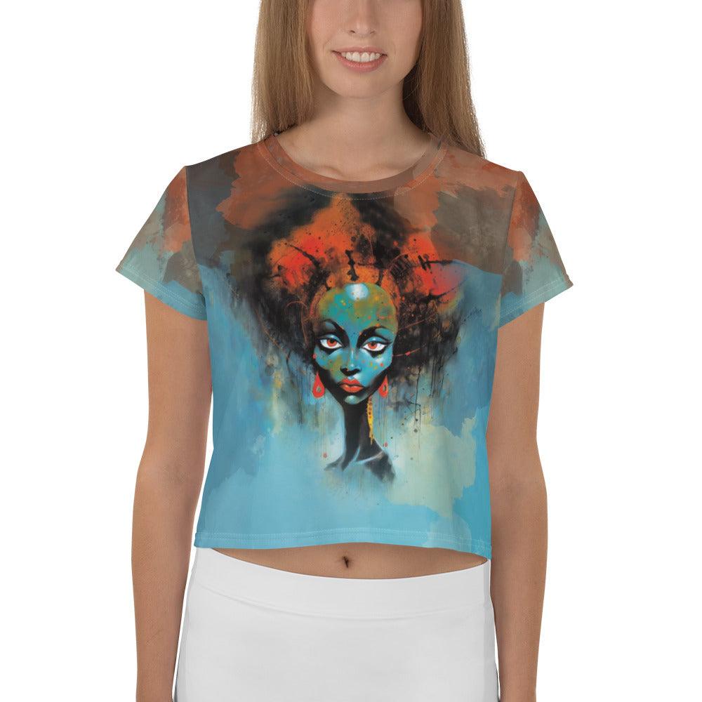 Haunted Cemetery Soiree Women's All-Over Print Crop T-Shirt - Beyond T-shirts